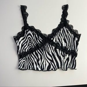 Y2K Zebra Lace Crop Top